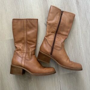 Vintage leather chunky boots